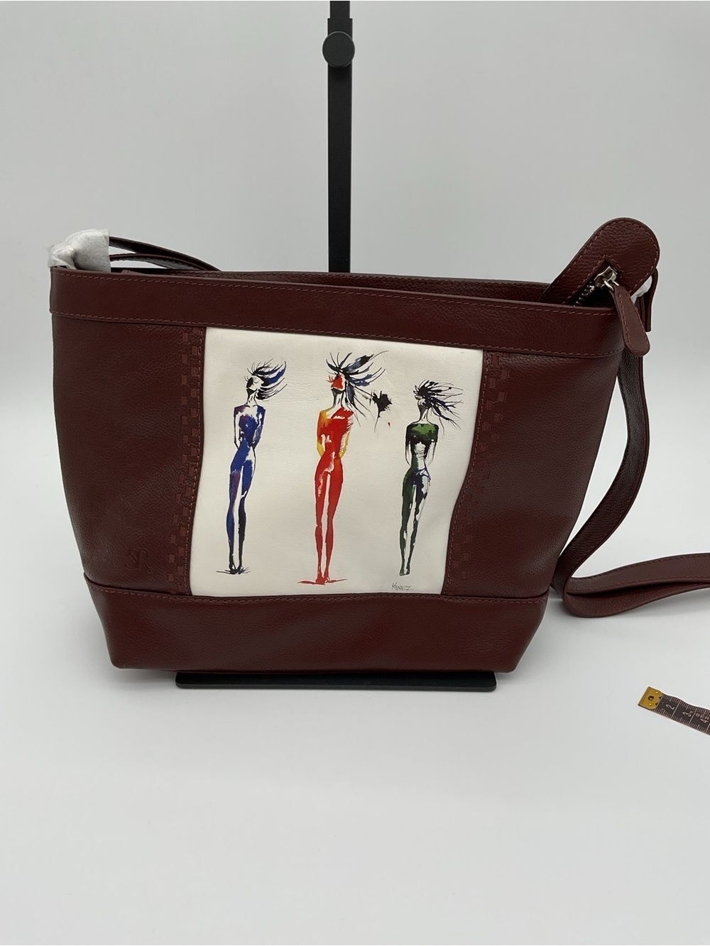 Stephanie Rise Sheridan Leather Bag with K Ynez Marching Seasons Art Panel